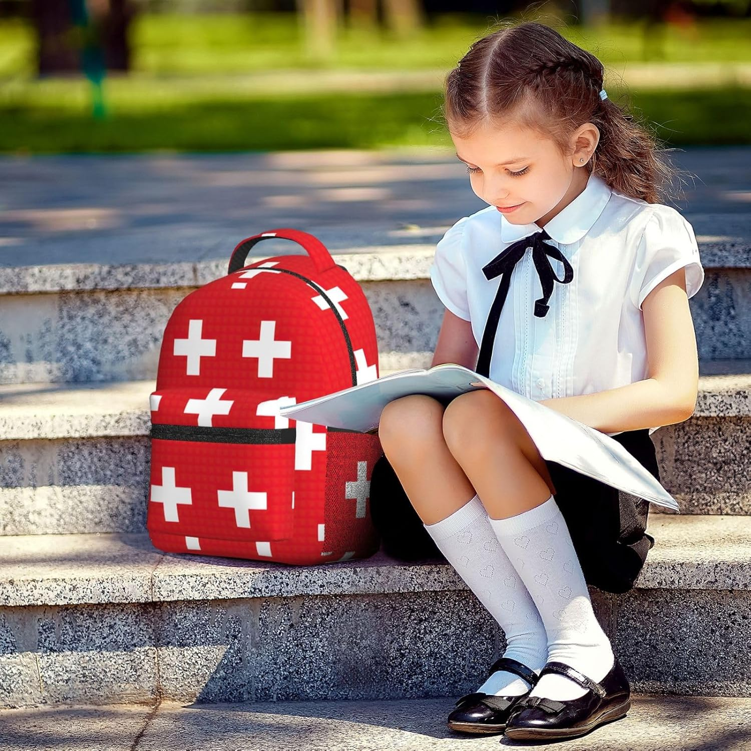 DRTGEDS Swiss Flag Backpacks for Women Men,Travel Laptop Back Pack 16.5 Inch,Work Bag Personal Item Book Bags image number 1