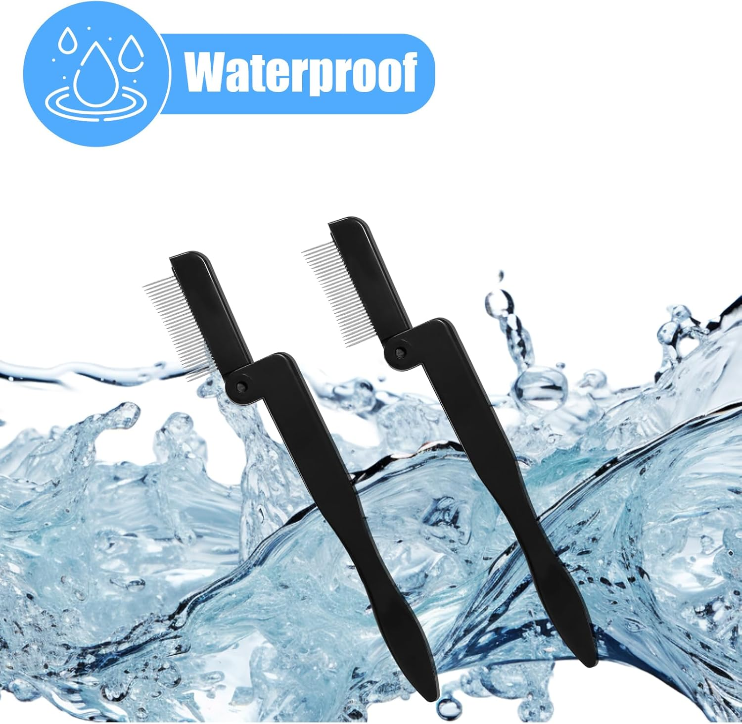 HAIKING Folding Eye Lash Brow Comb, 2 PCS Black Stainless Steel Lash Separator Tool for Makeup Beauty Tools image number 1