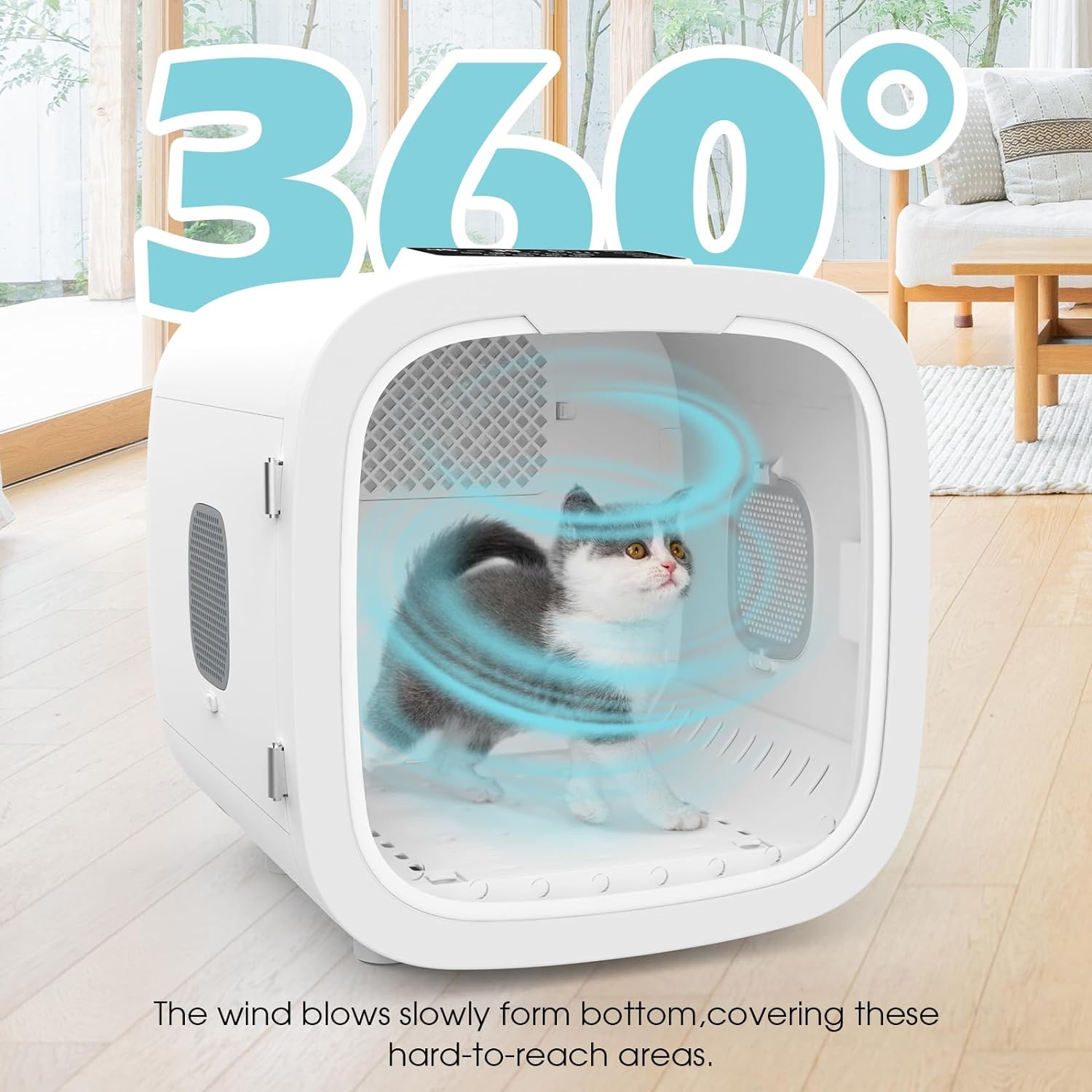 Advwin Automatic Pet Dryer Box for Pet Grooming, Ultra Quiet Fast Hair Dryer 52L Capacity for Cats and Small Dogs, 360&deg; Drying and Touch Panel, Smart Temperature Control image number 3