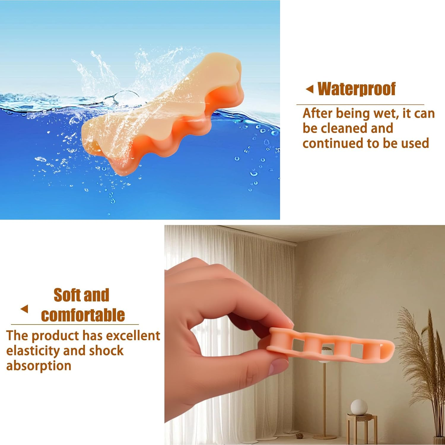 2 Pairs Silicone Toe Separators, Feet Gel Spacers to Correct Bunions and Restore Toes, Yoga Training Therapeutic Relief Pain Hammer & Claw Toe Flamingo Feet Corrector for Women & Men (Skin-Color) image number 1