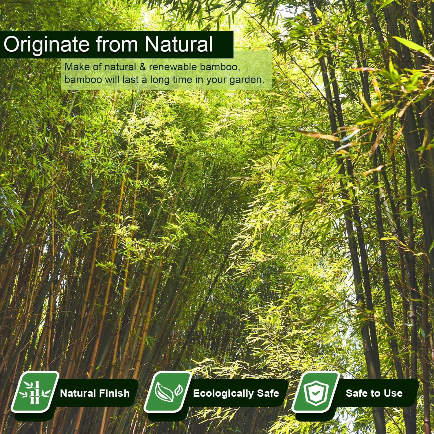 Jollybower 30Pcs Bamboo Stakes 60Cm,Plant Stake, Natural Garden Stakes for Tomato, Bean, Flowers,Trees Potted and Climbing Plant Support image number 2