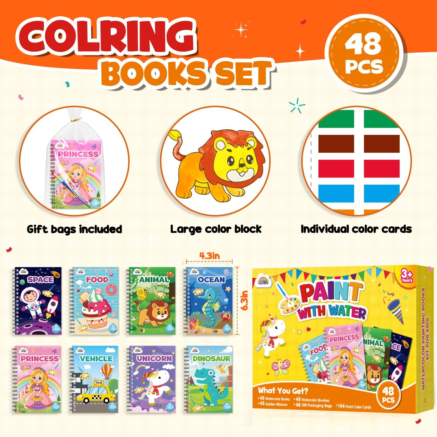 ZMLM 48 Water Coloring Books Easter Party Favors - Easter Basket Stuffers for Toddlers Mini Coloring Books Bulk for Ages 4-8,Small Goodie Bags Stuffers Crafts Return Gifts Classroom Birthday image number 1