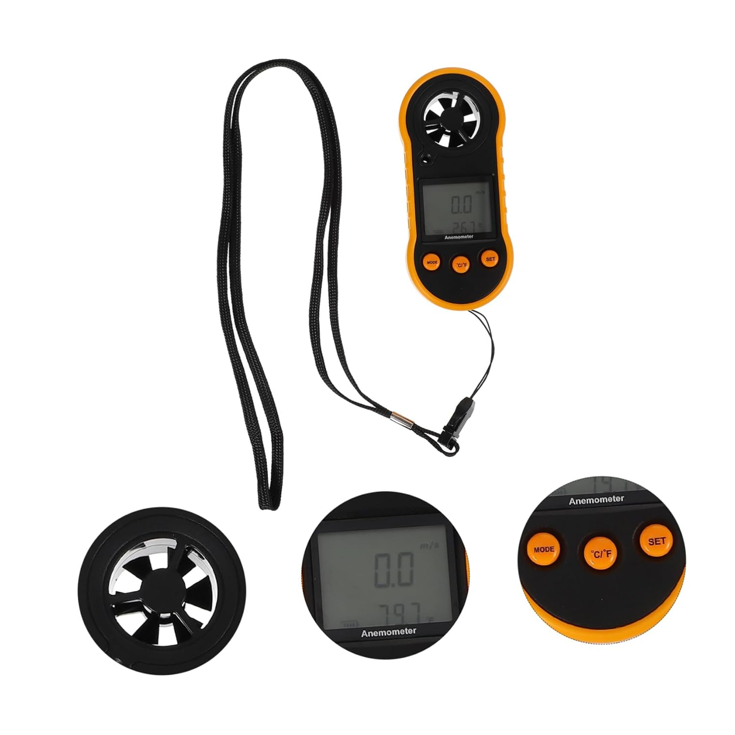 UPKOCH Handheld Digital Anemometer with Backlight High Precision Airflow and Wind Speed Temperature Measurement Auto Power off for Indoor Outdoor Use