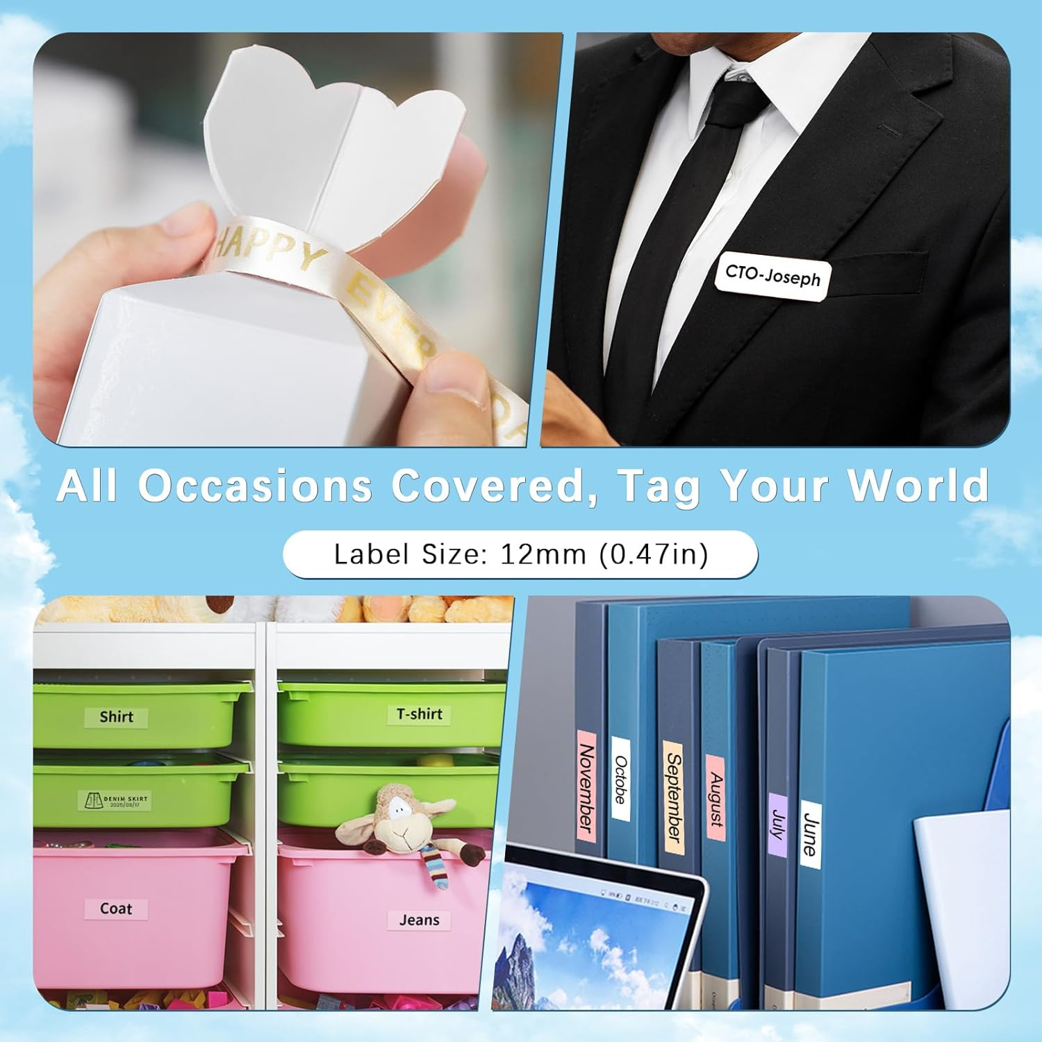 Volengo LT12 Label Maker, Handheld Portable Label Printer, Easy to Use, QWERTY Keyboard, Backlit LCD, for Home, Office, and On-The-Go Use image number 5