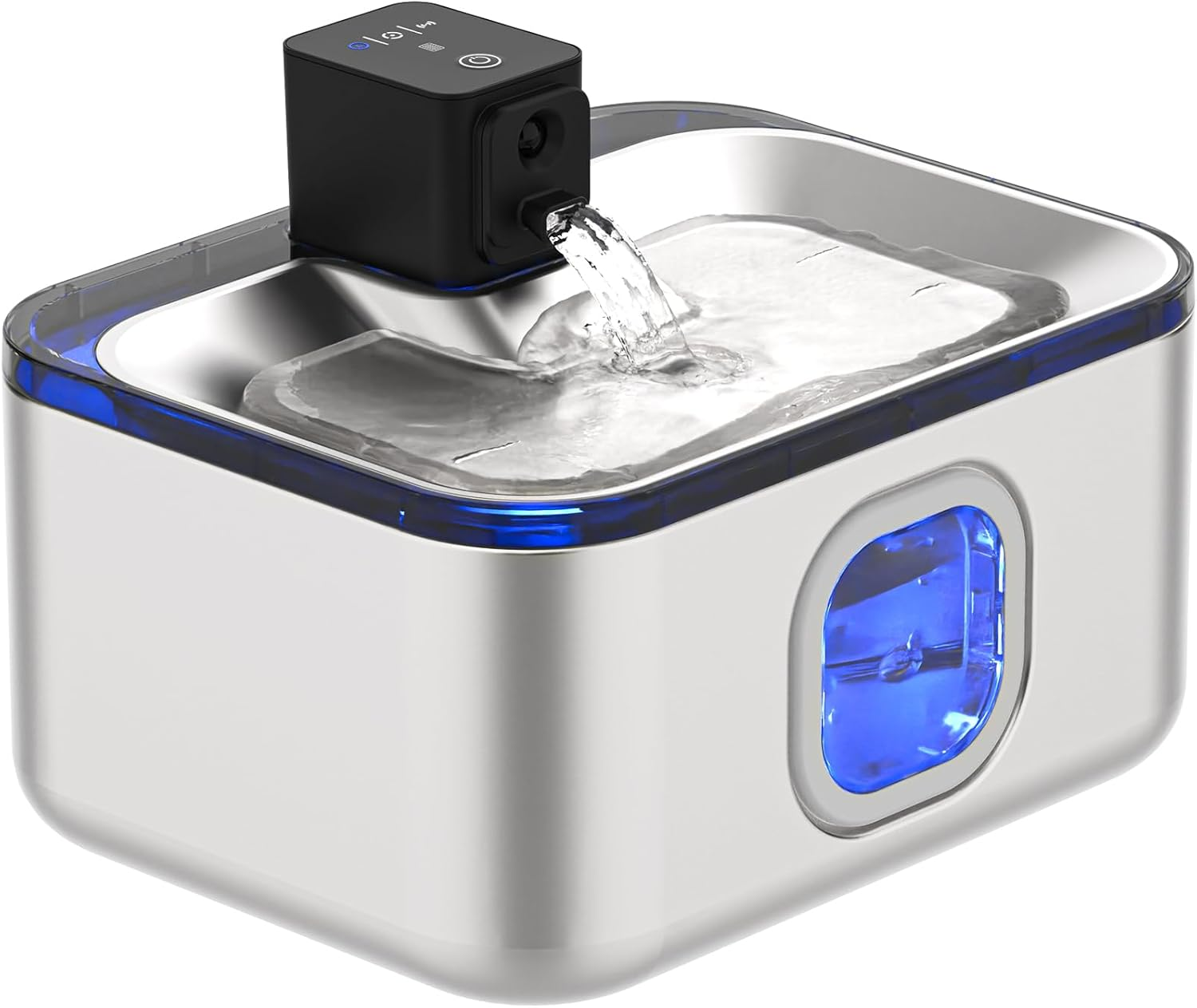 Advwin 5L/169Oz Wireless Stainless Steel Cat Water Fountain, 4000Mah Battery Operated Rechargeable Pet Dog Water Dispenser Indoor, Automatic Pet Drinking Water Bowls with Motion Sensor & Quiet Pump