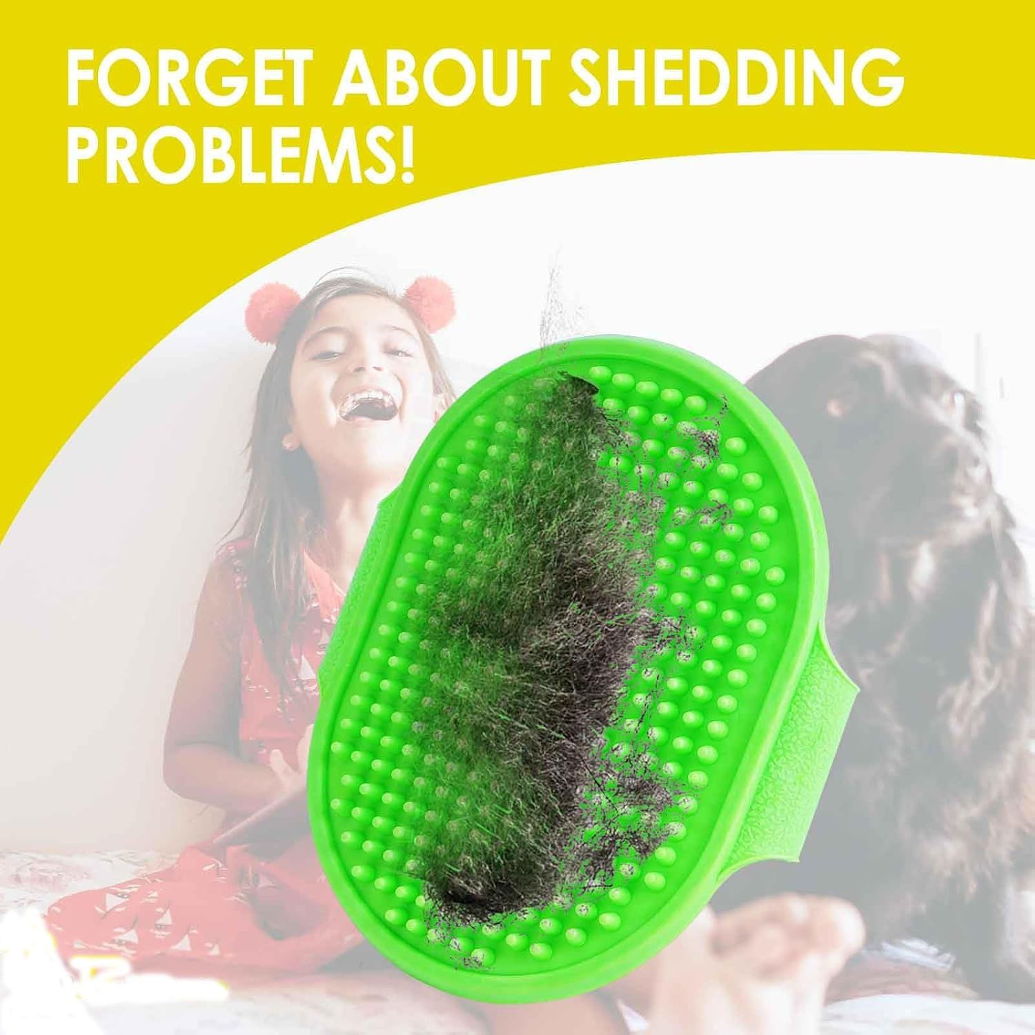 2 Pack Dog Grooming Brush, Premium Soft Silicone Pet Bath Brushes with Adjustable Handle, Shampoo Soothing Comb for Wet Dry Long Short Haired Dogs & Cats Massaging, Deshedding(Green Blue) image number 2