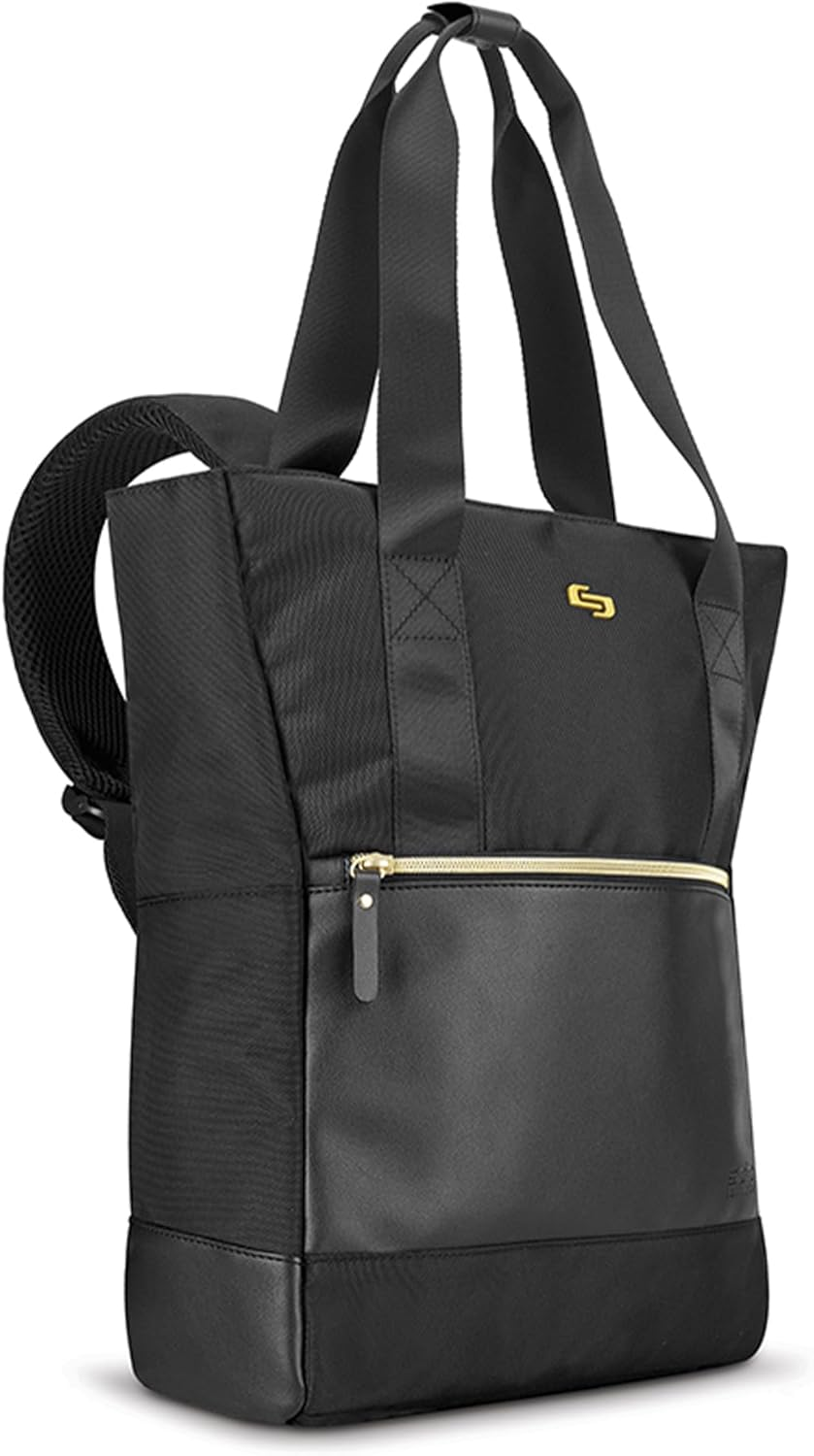 Solo Parker Hybrid 15.6 Inch Laptop Backpack Tote, Black, Black/Gold, 16X15X4.5, Ladies Tote Backpack image number 6