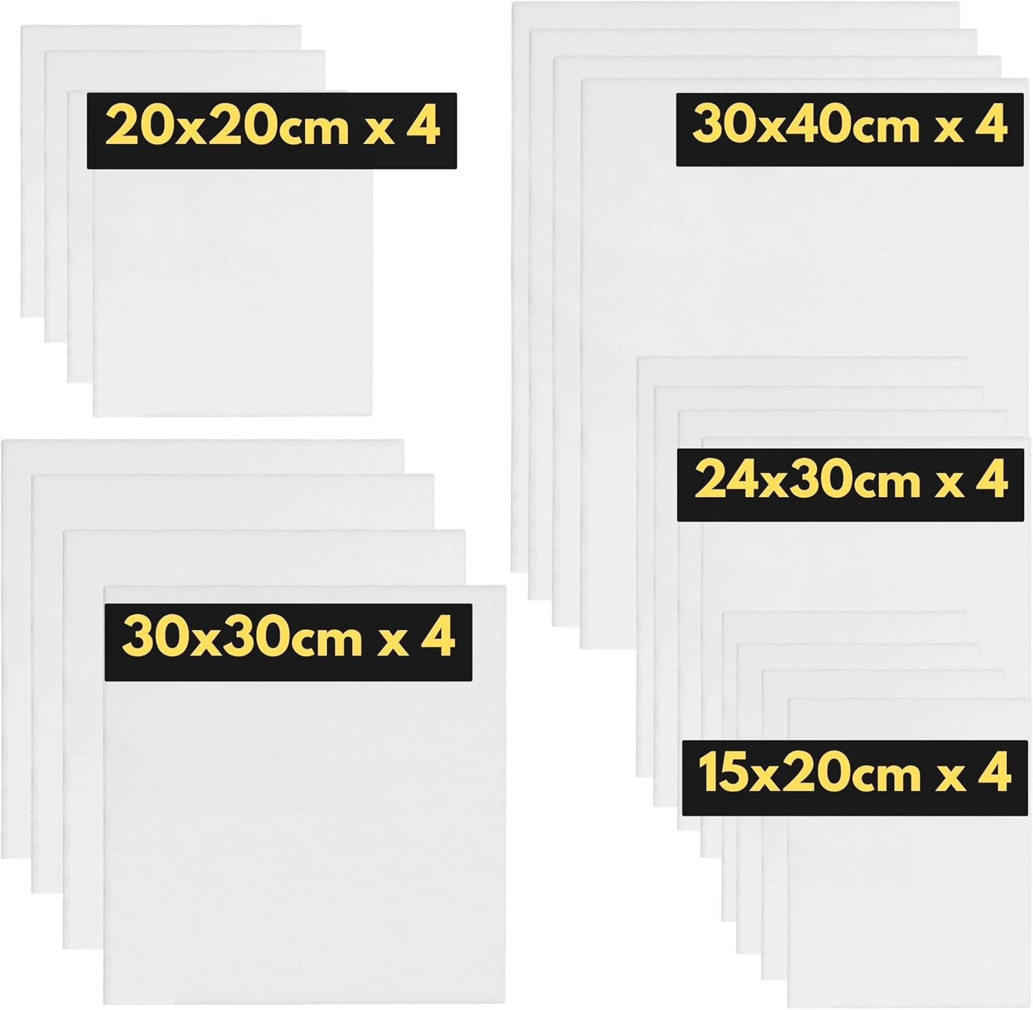 ARTME 20Pcs Canvas Panels (15X20-4Pk, 24X30-4Pk, 30X40-4Pk, 20X20-4Pk, 30X30-4Pk) 3Mm Blank Artist Canvas Board / 280GSM/ 100% Cotton/Triple Primed/Acid Free/Medium Grain- Acrylic & Oil Painting image number 6