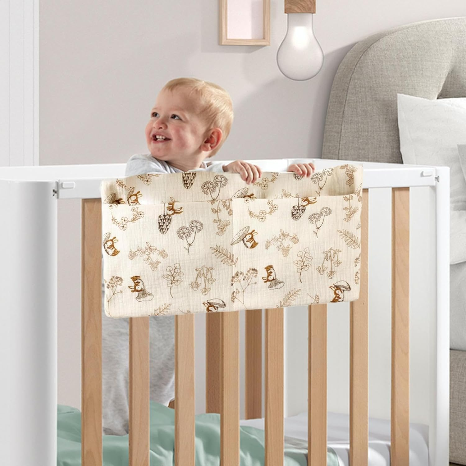 Generico Bedside Hangable Bags, Toddler Crib Organizer, Bedside Storage Organizer, Diaper Organizer, Portable Diaper Bag, Nursery Storage Bag, Bed Hangable Organizer, Diaper Nursery Organizers image number 1