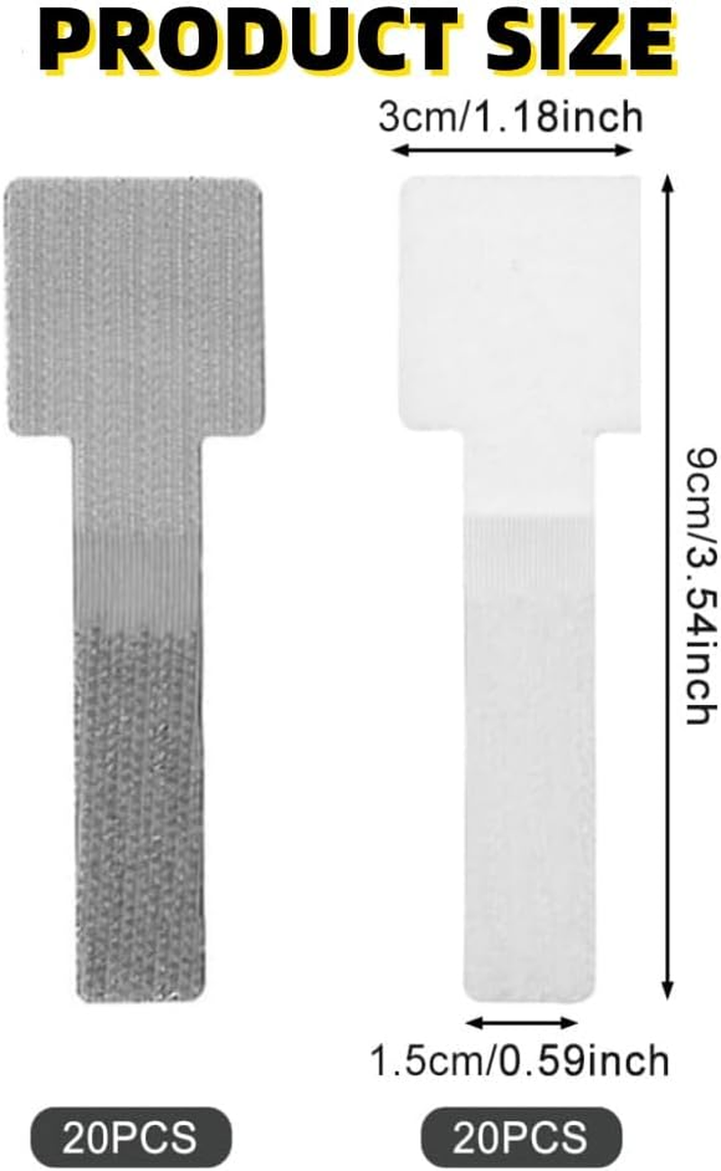 Leitunggupgraded Reusable Cable Ties, 40Pcs Self Adhesive Hook Loop Tape Heavy Duty, Multi-Purpose Sticky-Back Cord Organizer, Cable Management for Organizing Home,Office Essentials. image number 5