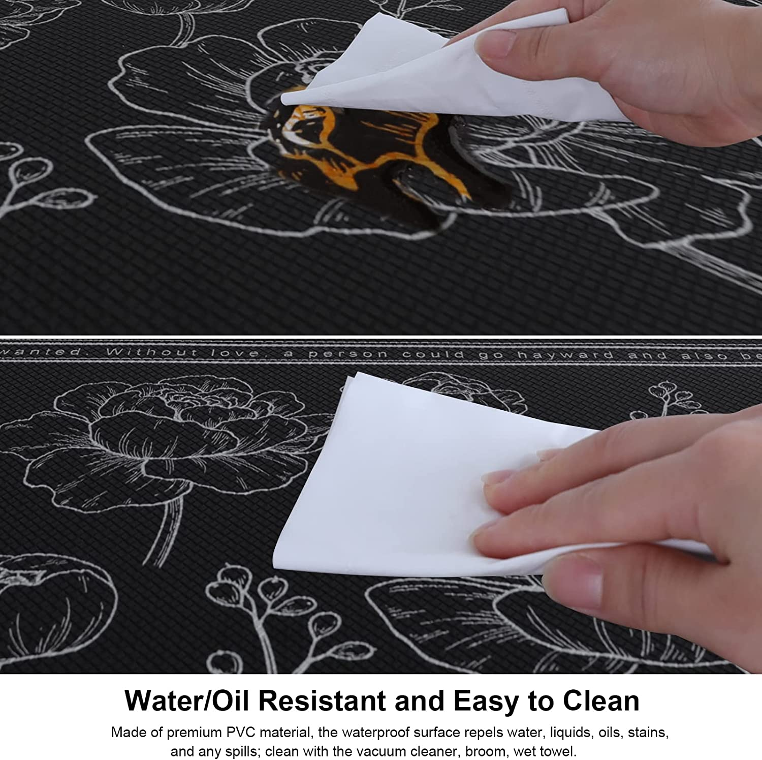 ROTTOGOON Kitchen Floor Mat Set of 2, Cushioned anti Fatigue Kitchen Mat 17"X47"+17"X29", Non-Slip Waterproof Kitchen Rug, Premium PVC Comfort Kitchen Mats and Rugs for Kitchen, Office, Home, Laundry