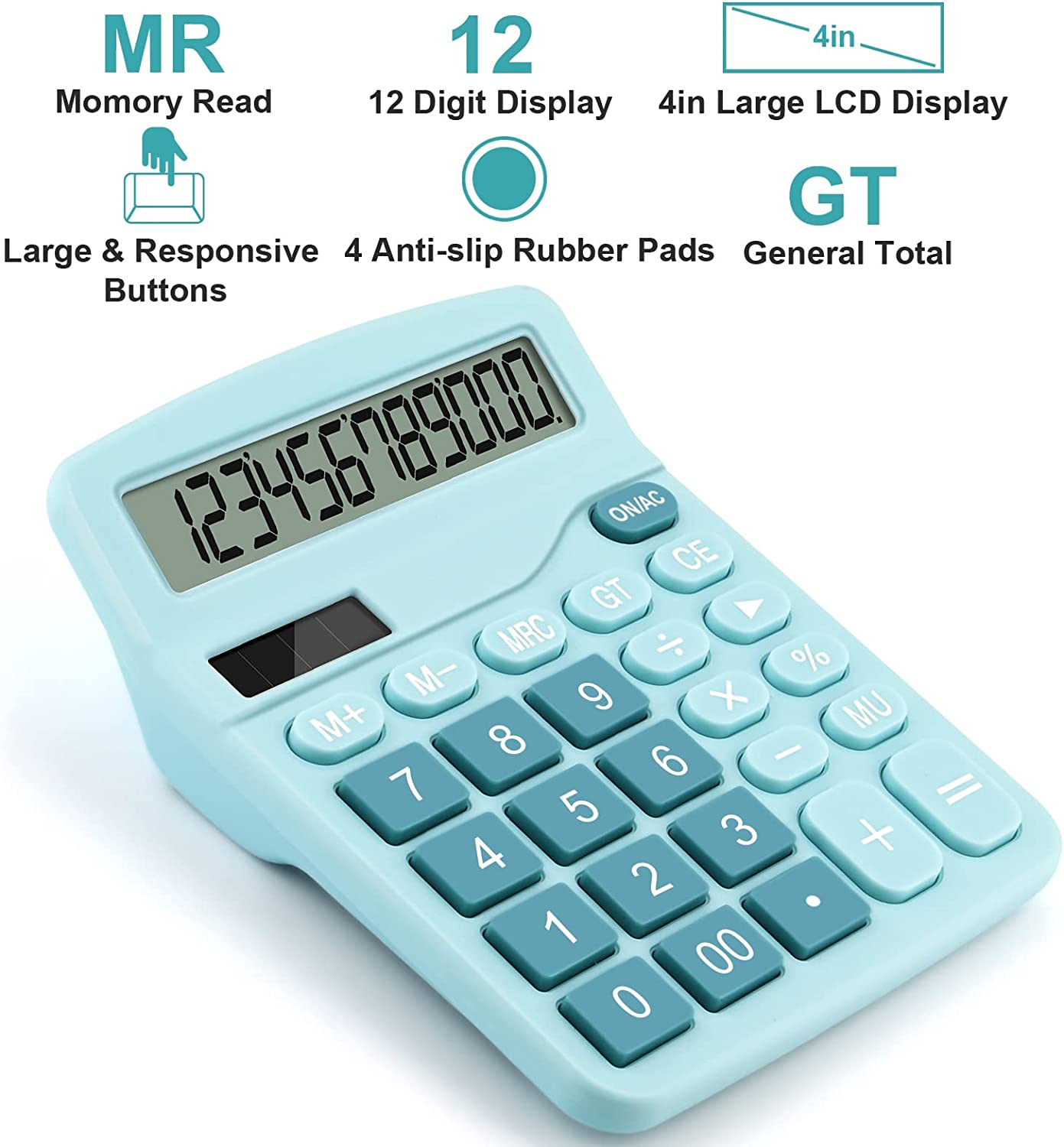 Dual Power Basic Desk Calculator (Blue) image number 4