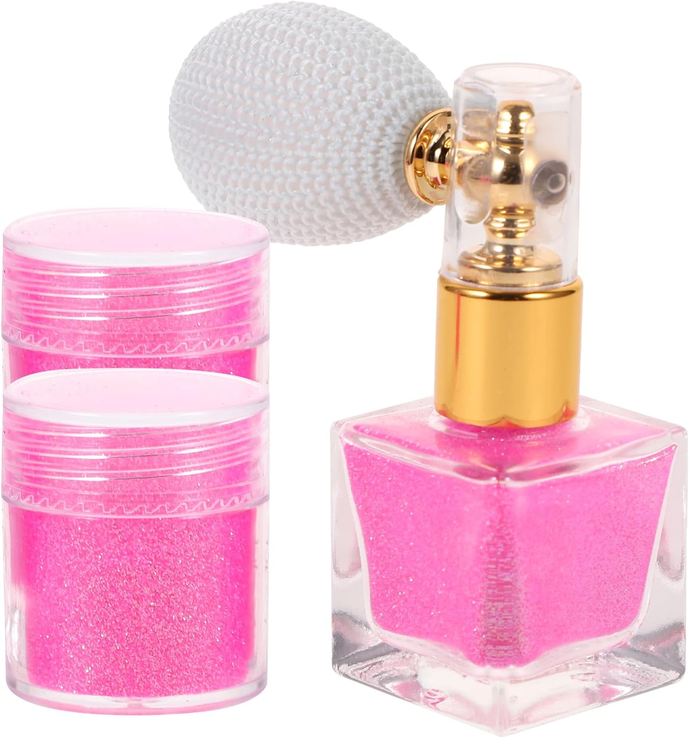HEATSHAKING Glitter Spray Body Highlighter Powder Makeup Glitter Spray Pink Shimmer 3Pcs Set Portable Body Makeup for Women Party and Festival Use