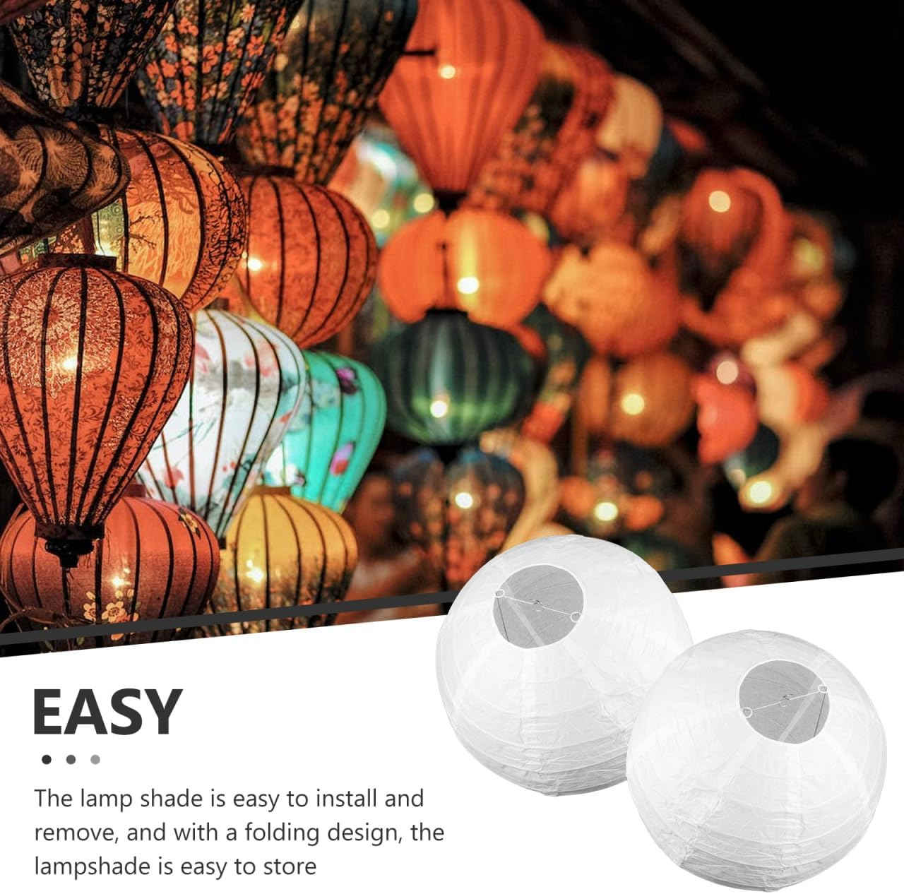 VALICLUD Pack of 2 Paper Lampshades, 40 Cm, Folding Lampshade, Ceiling Lampshade, Accessories for Chandelier, Protection against Dust and Insects, Living Room, Bedroom image number 2