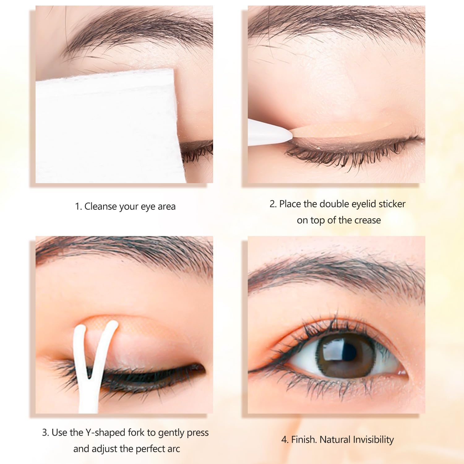 WALWAL Double Eyelid Lift Strips, Invisible Waterproof Eyelid Lifter Strips Stickers with Assisted Fit Fork Bar(480 Pcs, Oval) image number 4