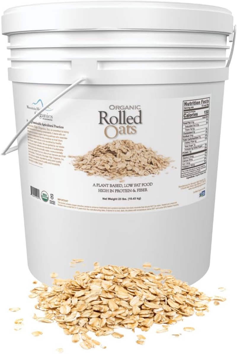 Mountain High Organics Inc. Certified Organic Rolled Oats 6G Bucket (23LBS), Tan image number 3
