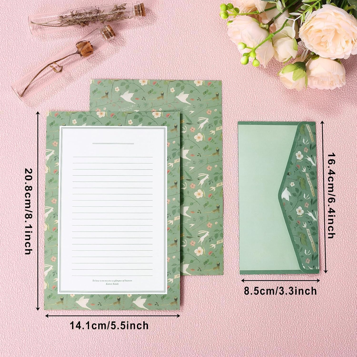 OSYLICT Letter Paper and Envelopes Sets,90Pcs Stationery Kit,Cute Lined Stationery Paper for Writing Letters Invitations Poem Office School,For Thanksgiving Mothers Day image number 5