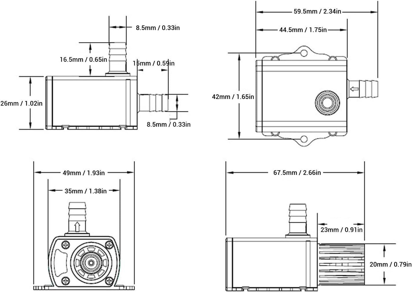 Yosoo Fountain Submersible Reliable Adjustable Small 12V 10W 0-400L/H for Aquarium image number 4
