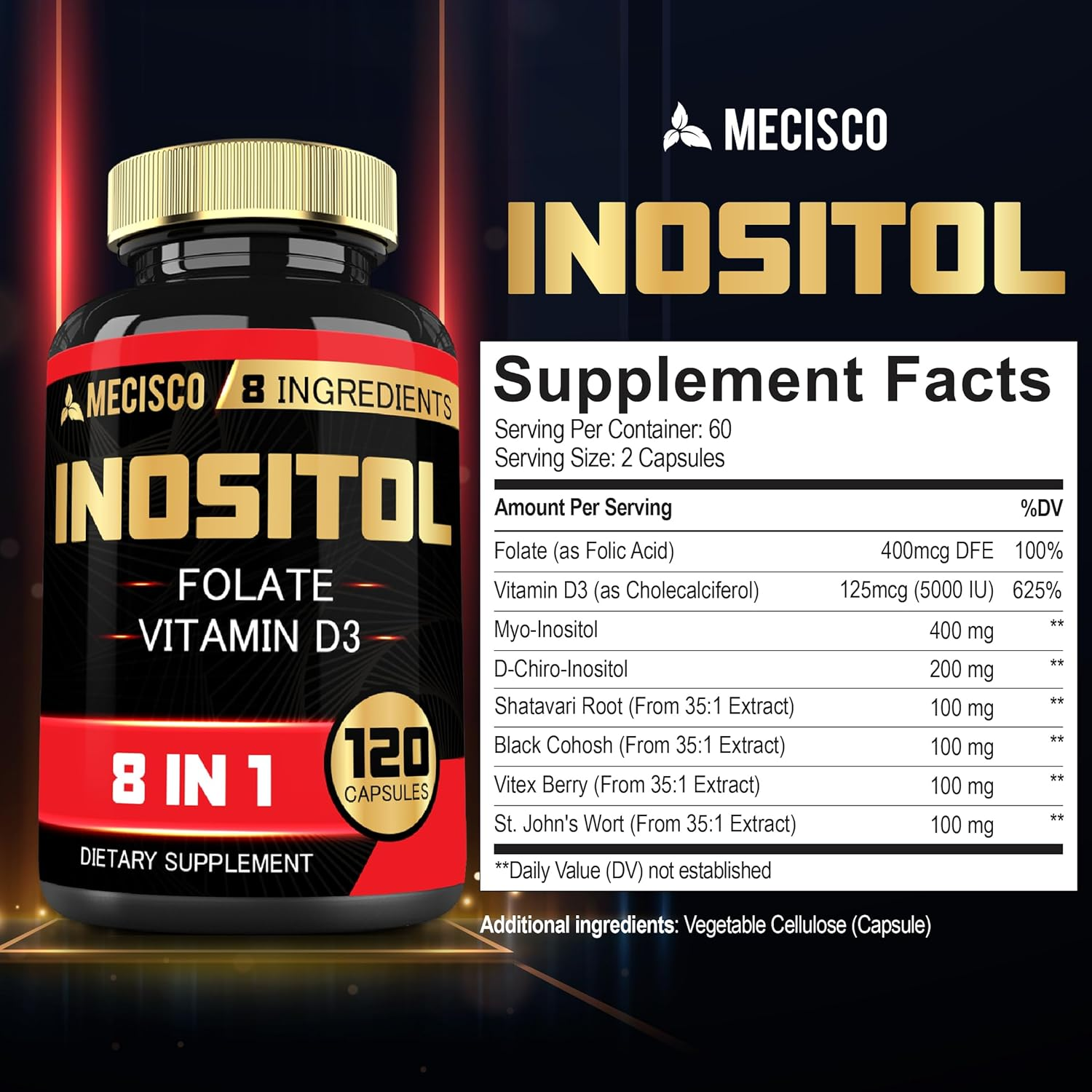 Inositol Supplement 14600Mg - 8In1 Perfect Formula with Shatavari Root, Myo-Inositol, D-Chiro-Inositol & More - Support Balance Body, Restful Mind, Energy Production - 120 Capsules for 2 Months image number 4