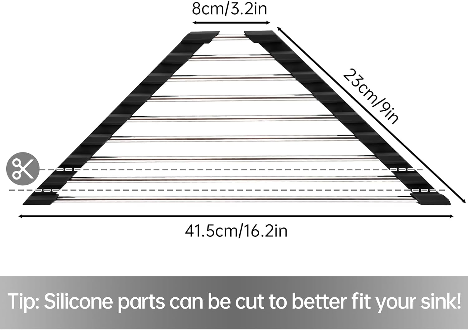 Tomorotec Triangle Roll-Up Dish Drying Rack for Sink Corner Small Foldable Stainless Steel over the Sink Multipurpose Kitchen Drainer Caddy Trivet Rustproof Organizer Storage Space Saver Shelf (Black) - Blue image number 3