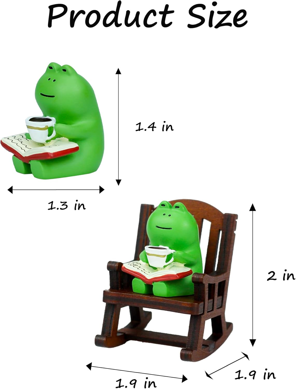 Cute Mini Frog Figurine with Small Sofa Resin Figure for Office Home Decor for Frog Lovers (Rocking Chair) - Book Frog-Pink image number 5