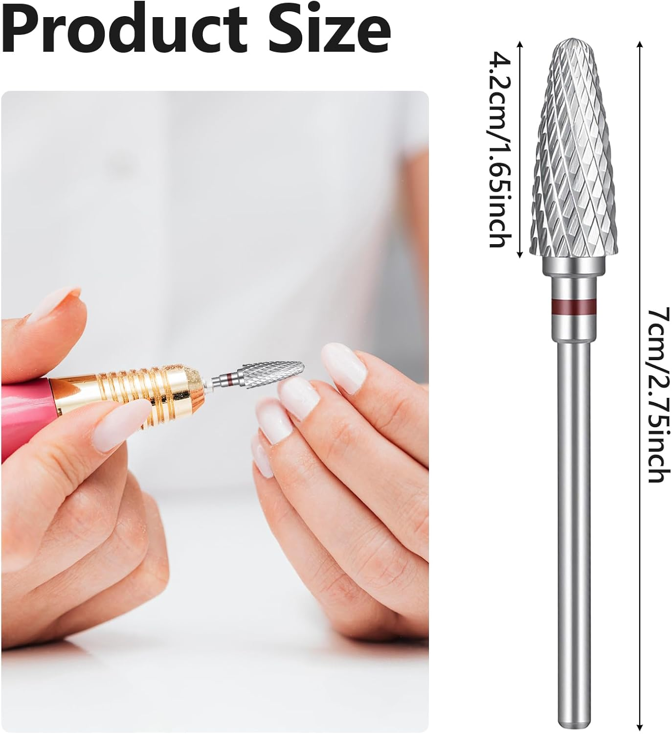 LXUEJIE 2 Pcs Carbide Nail Drill Bit, Tungsten Nail Drill Bit, 5 in 1 Carbide Tapered 3/32" Shank Professional Cone Tungsten Drills Bits for Manicure Pedicure Cuticle Cleaner Polish image number 4