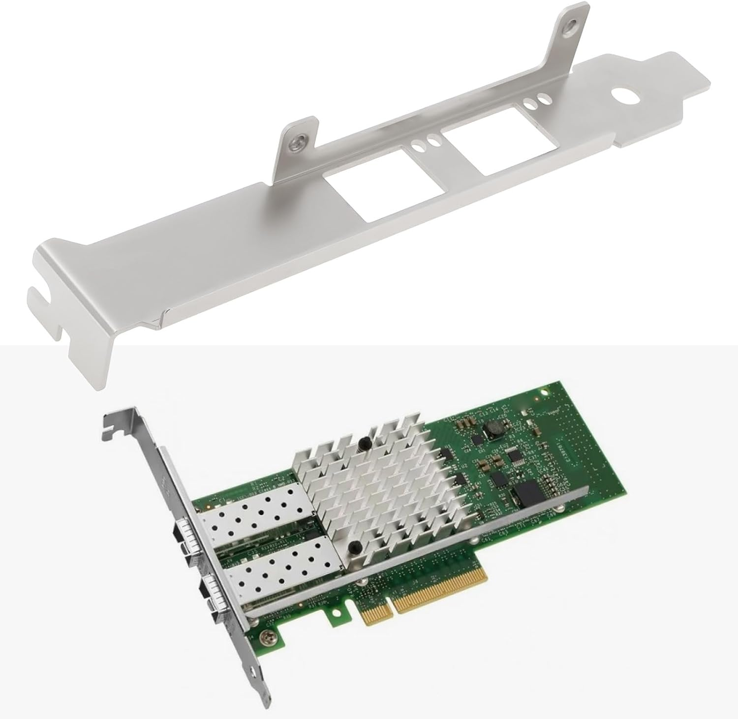 Emagtech 2Pcs Computer Network Card Full Height Bracket Compatible with Intel X520-DA2, 2 SFP+ 10G