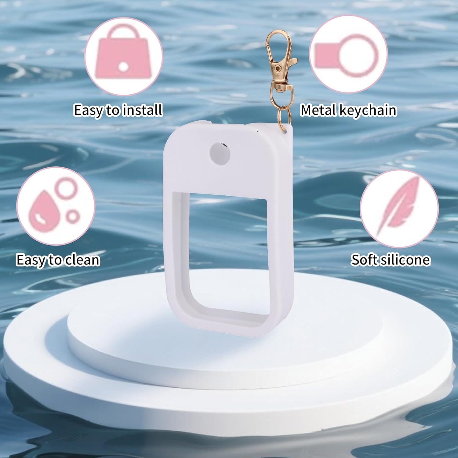 2Pcs Silicone Case Compatible with Touchland Hand Sanitizer Spray 1 Fl. Oz, Portable Hand Sanitizer Spray Case Keychain Accessory for Women Travel (Purple, White) image number 1