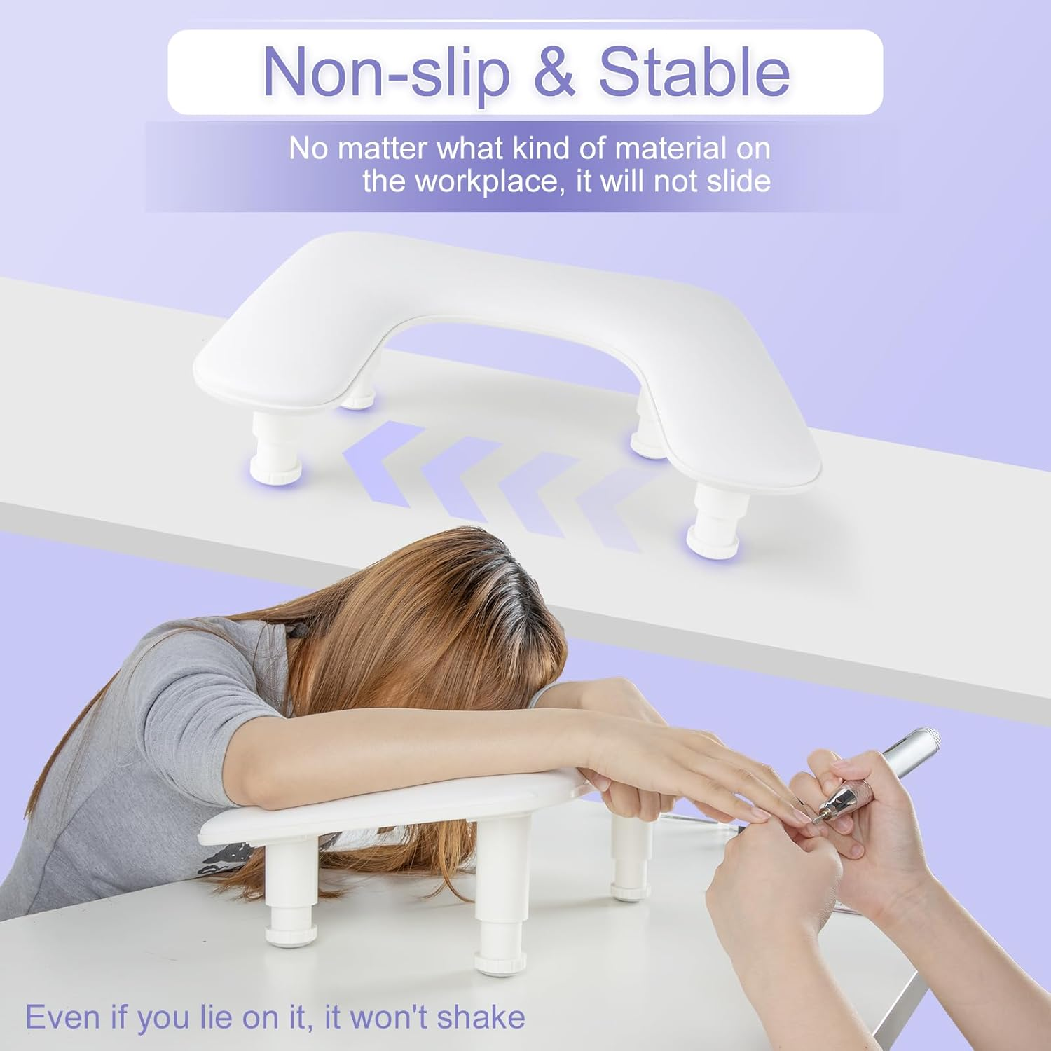 Madenia Arm Rest for Nail Tech: Adjustable Height PU Leather Nail Rest Stand, U-Shaped Professional Manicure Hand Rest Pillow for Acrylic Nails Salon Home Use White