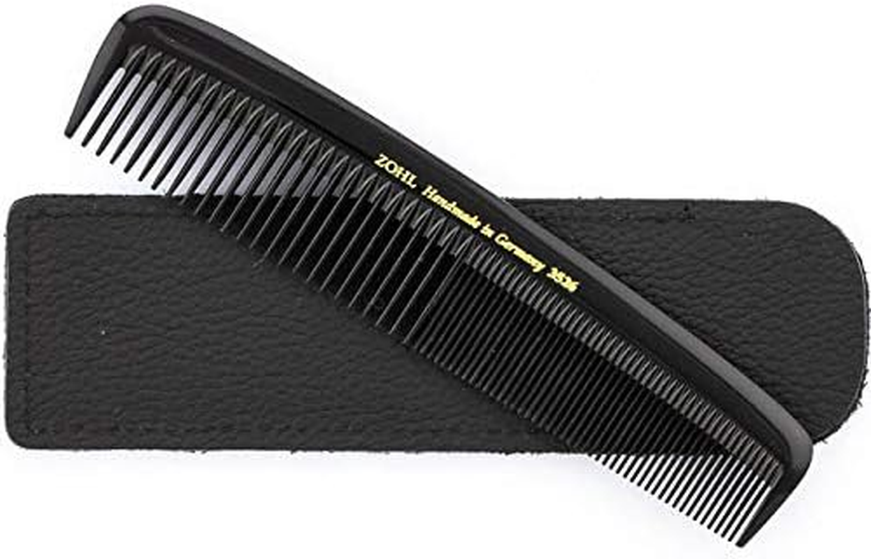 ZOHL Mens Pocket Hair Comb Ebonite in Leather Pouch