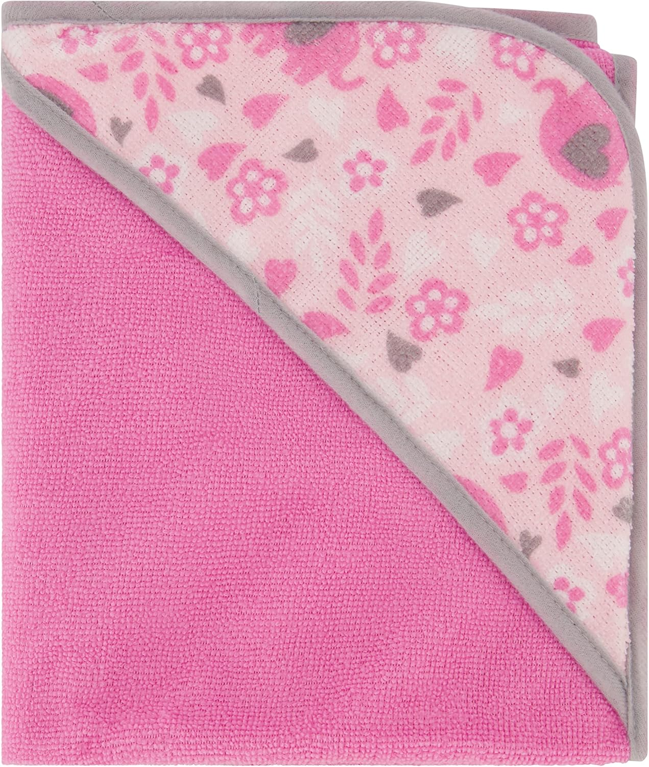 Cudlie Buttons & Stitches Baby Girl 3 Pack Rolled/Carded Hooded Towels in Blooming Elephant Print, GS71729