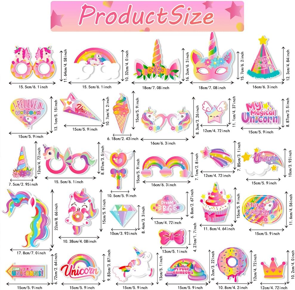 Unicorn Studio Prop Pink Photo Backdrop Unicorn Theme Birthday Party Selfie Prop for Unicorn Lovers (Pack of 30) image number 4