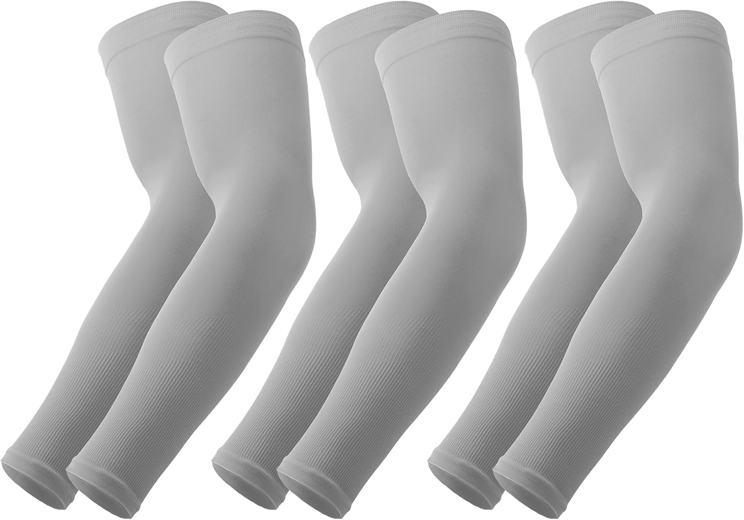 3 Pairs UV Sun Protection Arm Sleeves for Men Women, Compression Cooling Sun Sleeves - Sports - Workouts - Tattoo Cover(Grey) image number 1