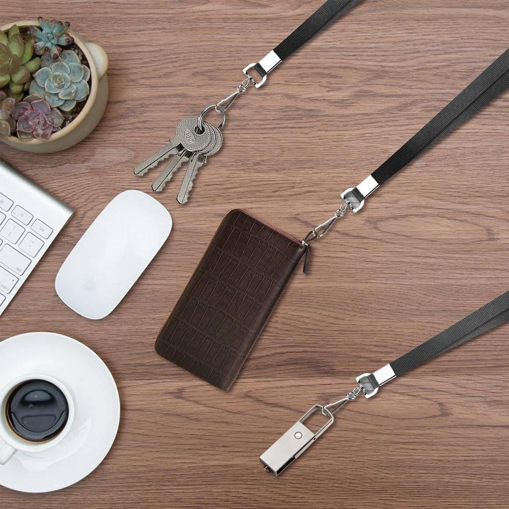 UKKQES 50 PCS Flat Neck Lanyards for Office ID Name Tags, Bulk Flat Lanyards with J Hook Clip Waterproof Lanyard, Business