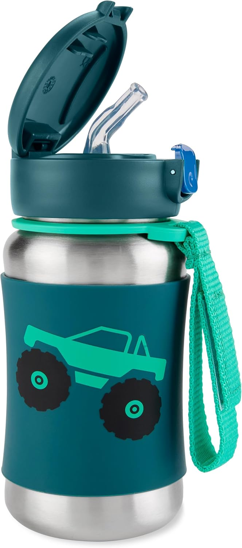 Skip Hop Spark Style Stainless Steel Straw Bottle, Truck, 350 Ml Capacity image number 3