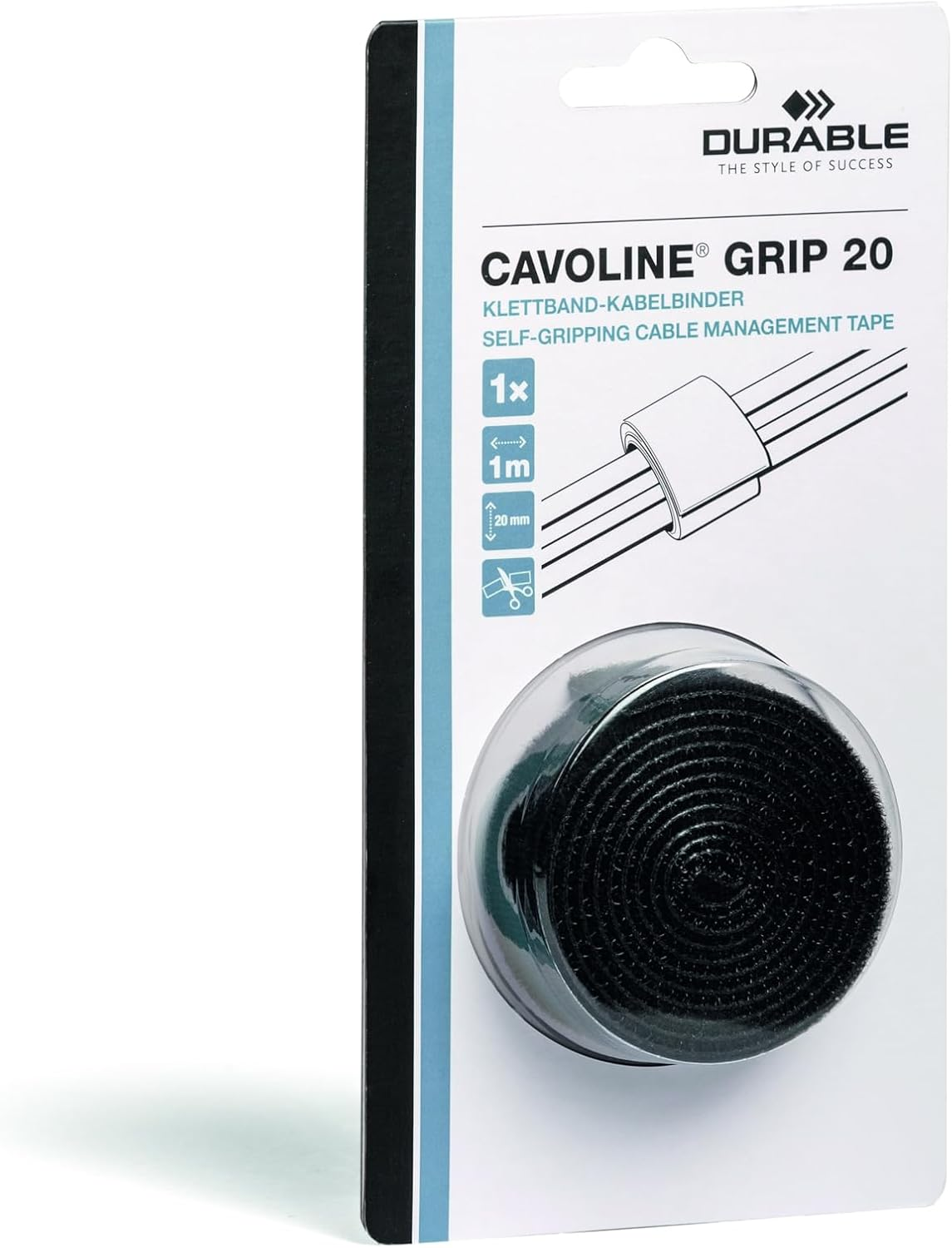 Durable 503101 CAVOLINE Grip 10 Black 10Mm Hook & Loop Cut to Size Cable Management Tie, Reusable Cable Tidy Wrap image number 4