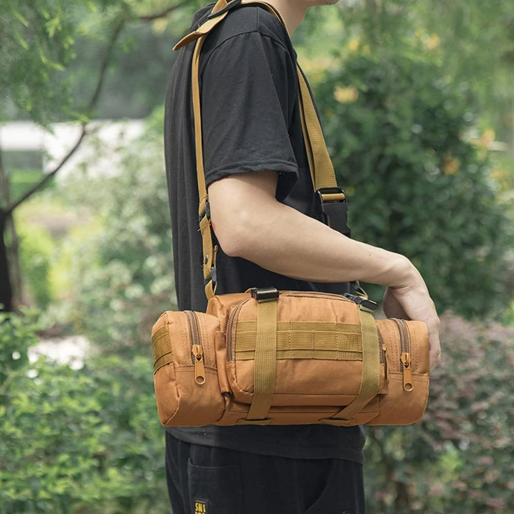 (Khaki) Outdoor Military Tactical Waist Bag Camping Shoulder Chest Bag Fanny Pack A++ image number 5