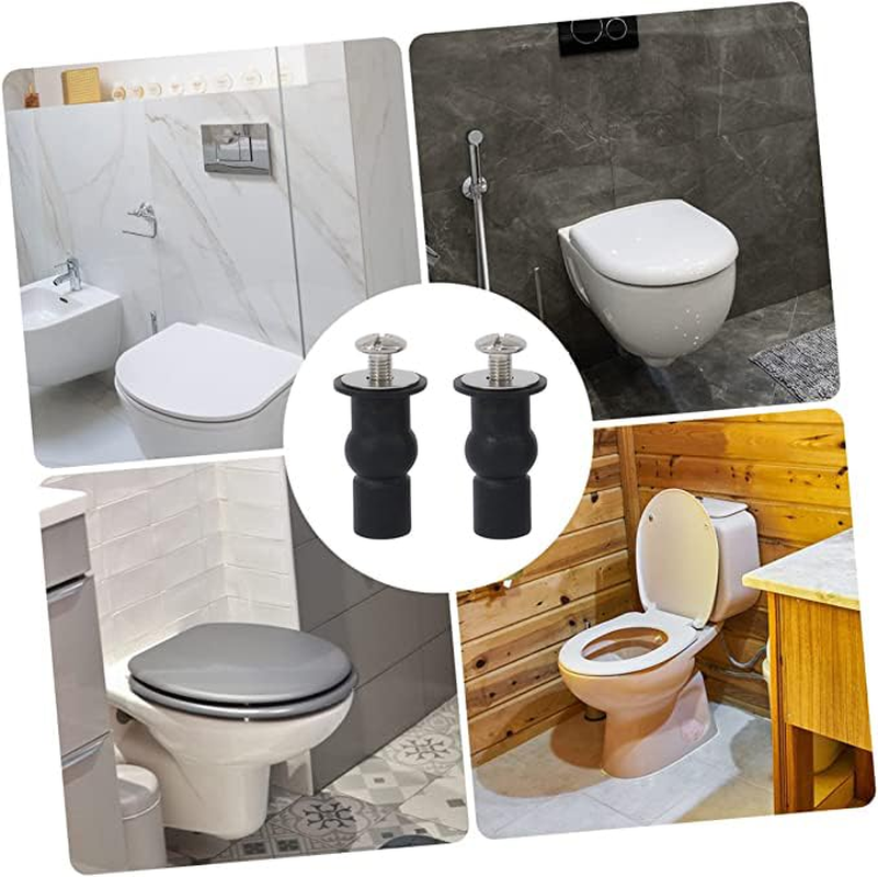 2Pcs Universal Toilet Seat Hinges Screws, Toilet Seat Top Fixing Expanding Rubber Nuts Screws, Toilet Seat Replacement Part Blind Hole Fitting, Toilet Seat Bolts Kit Compatible, Mount Device image number 1