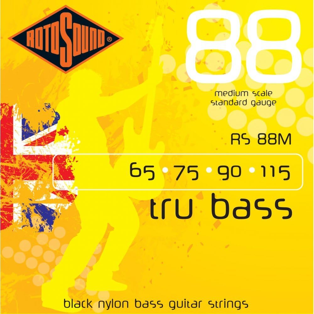 Rotosound RS88M Black Nylon Flatwound Medium Bass Guitar Strings (65 75 90 115) image number 2