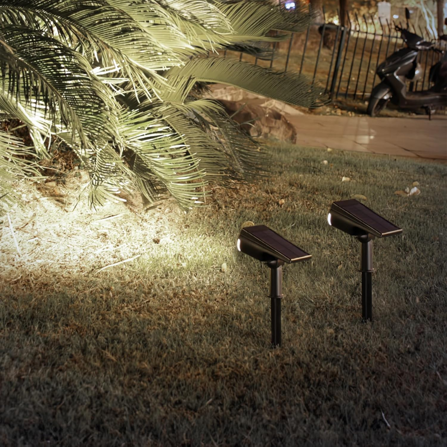 Harloon Solar Lights Outdoor Garden, Solar Garden Lights LED Solar Landscape Spotlights, IP65 Waterproof Solar Spot Lights Outdoor, Garden Spot Lights for Yard Driveway Walkway Patio Pathway image number 2