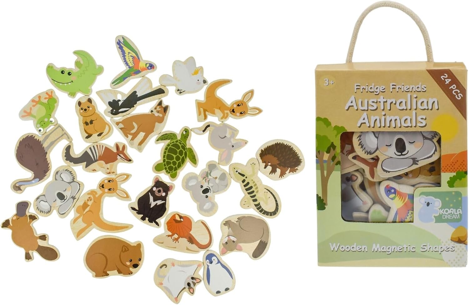 Koala Dream &ndash; Magnetic Australian Animal Fridge Magnets &ndash; 24 Piece Educational Set for Kids &ndash; Aussie Wildlife Magnets for Learning & Play image number 2