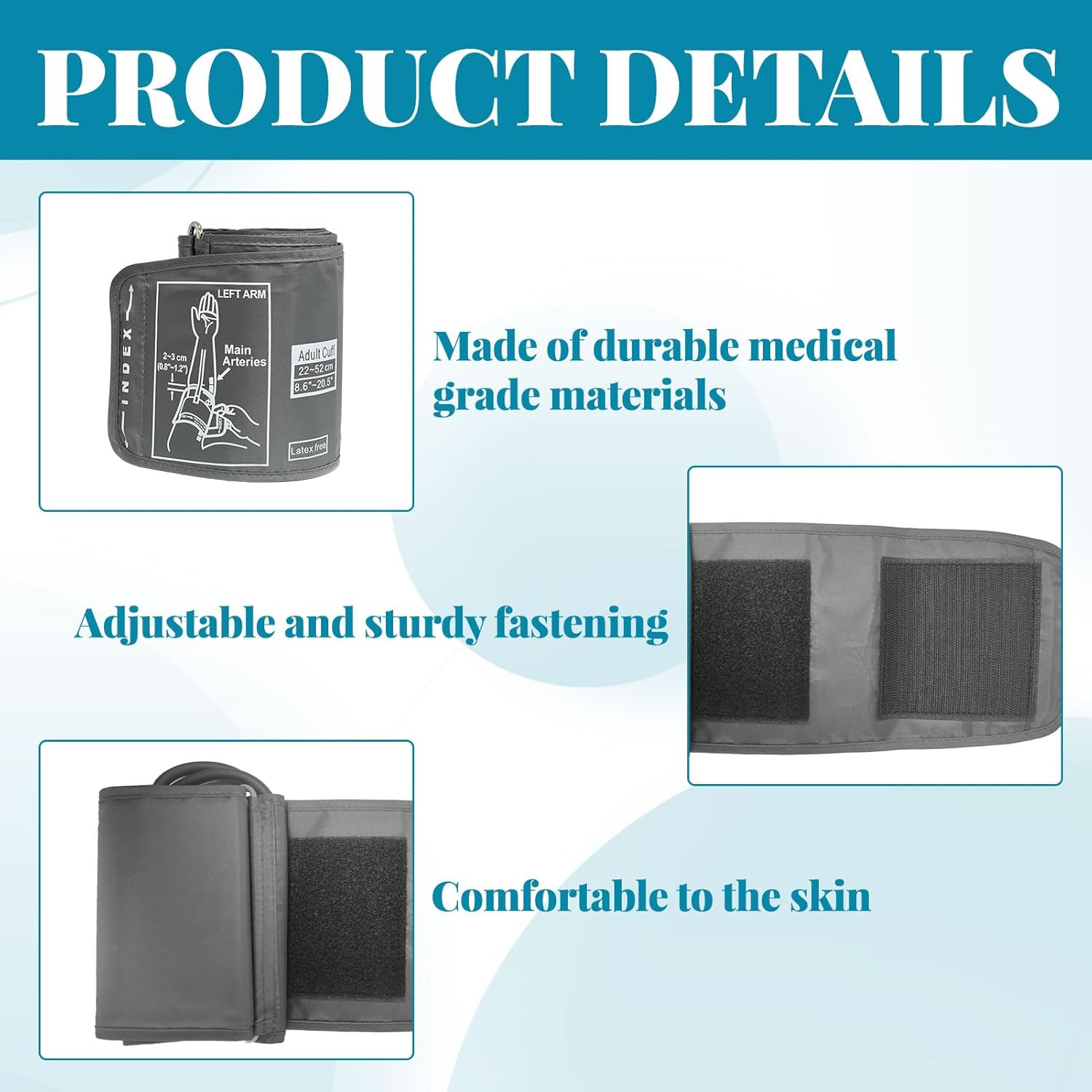 Blood Pressure Monitor Cuff, Blood Pressure Monitors Cuff, Bp Monitor Cuff, Extra Large BP Replacement Cuffs for Digital Upper, with 4.6Mm Connectors, Machine Not Included (22-52CM) image number 1