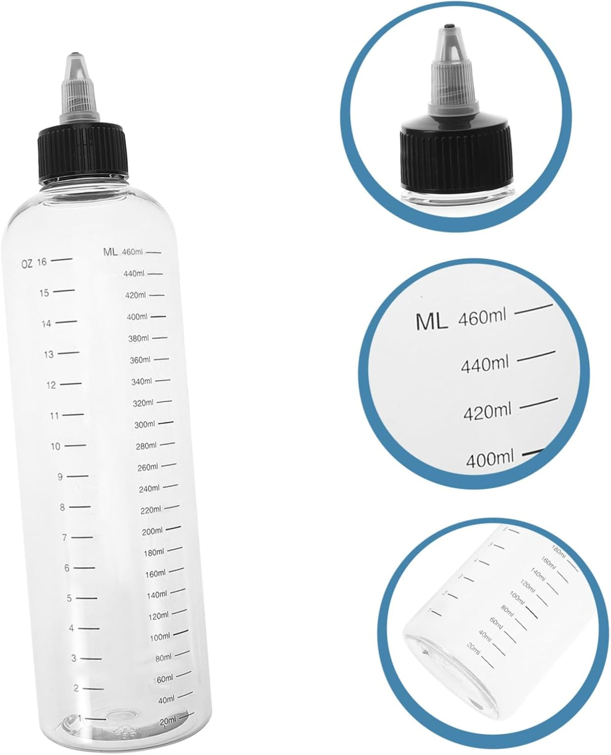SOLUSTRE Hair Dye Applicator Bottles 2Pcs 460Ml Squeeze Bottles Measurement Marks for Accurate Color Mixing and Scalp Application for Salon Use image number 1