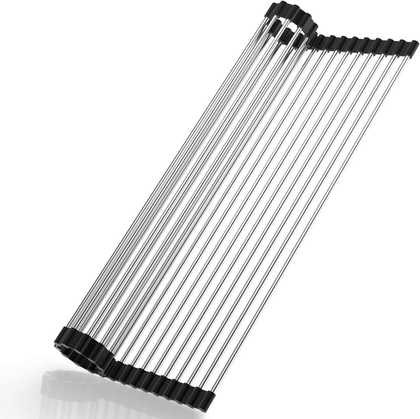 Dish Drying Rack Roll Up, over the Sink Dish Drying Rack Kitchen Rolling Dish Drainer, Foldable Sink Rack Mat Stainless Steel Dish Drying Rack for Kitchen Sink Counter Storage Organizer image number 6