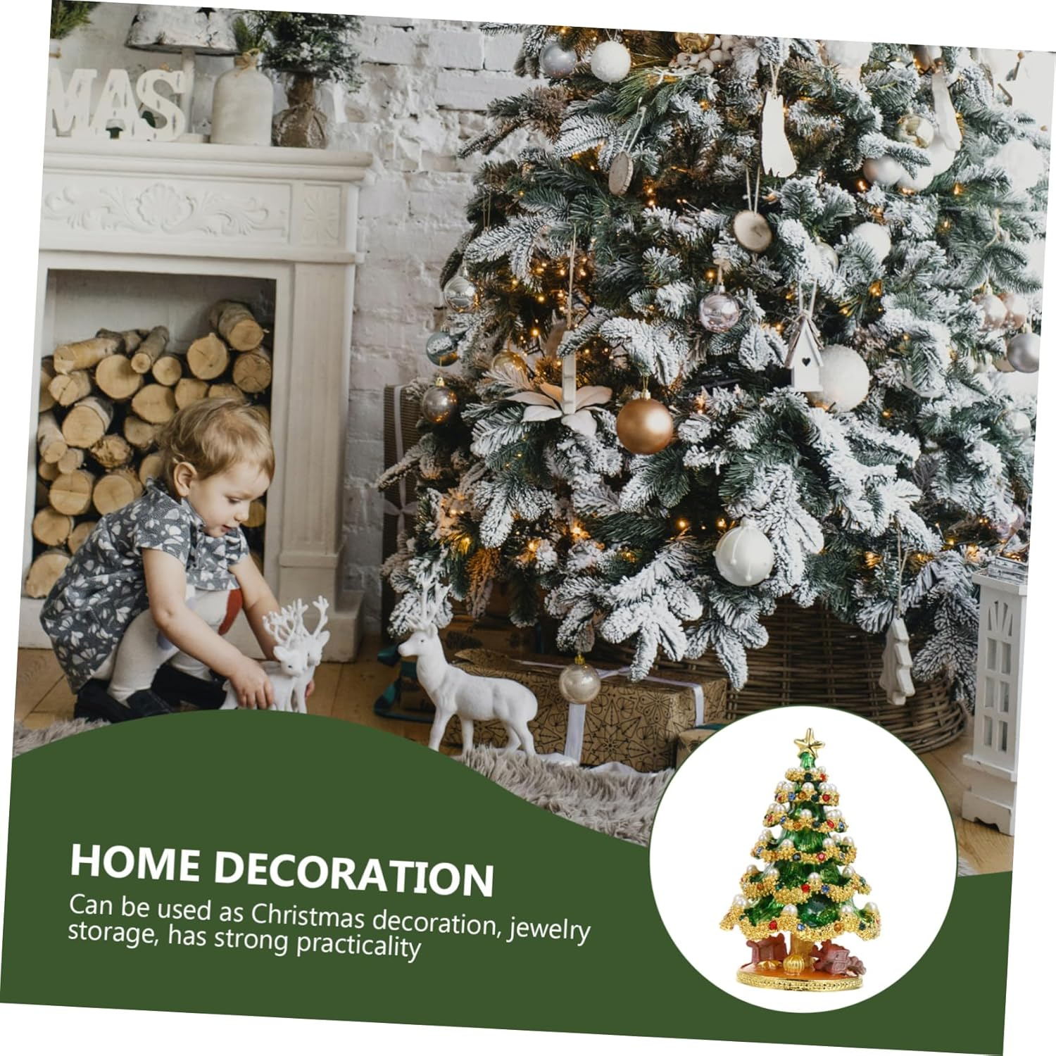 Amosfun Christmas Tree Decorations Jewelry Box for Earrings Tray Storage Box for Christmas Craft for Home Display image number 5