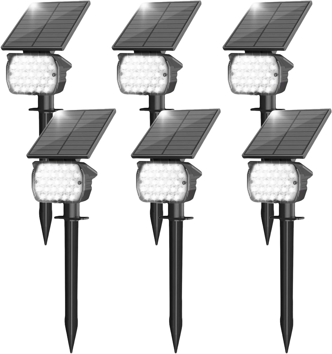 XIULIUU Solar Spot Lights Outdoor, 6 Pack Waterproof IP65 Landscape Spotlights with 3 Lighting Modes, 2-In-1 Auto On/Off Solar Powered Flood Lights for Yard Garden House Garage Pathway (Cool White) image number 5