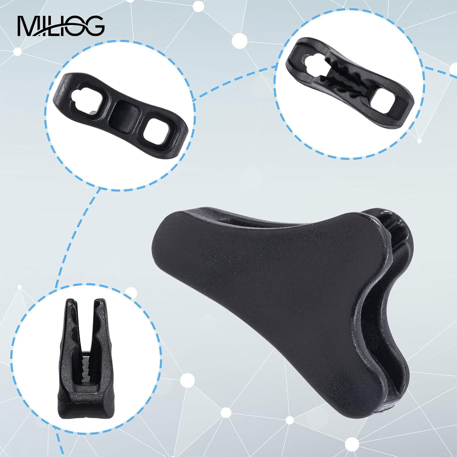 MILIOG 30Pack Ultralight Guyline Tensioners Tent Guyline Cord Rope Adjuster for Tents & Tarps | Heavy Duty 50Lb Cord Locks for Camping, Hammocks in Extreme Weather(Black,Fit 1-2.5Mm Paracord) image number 2