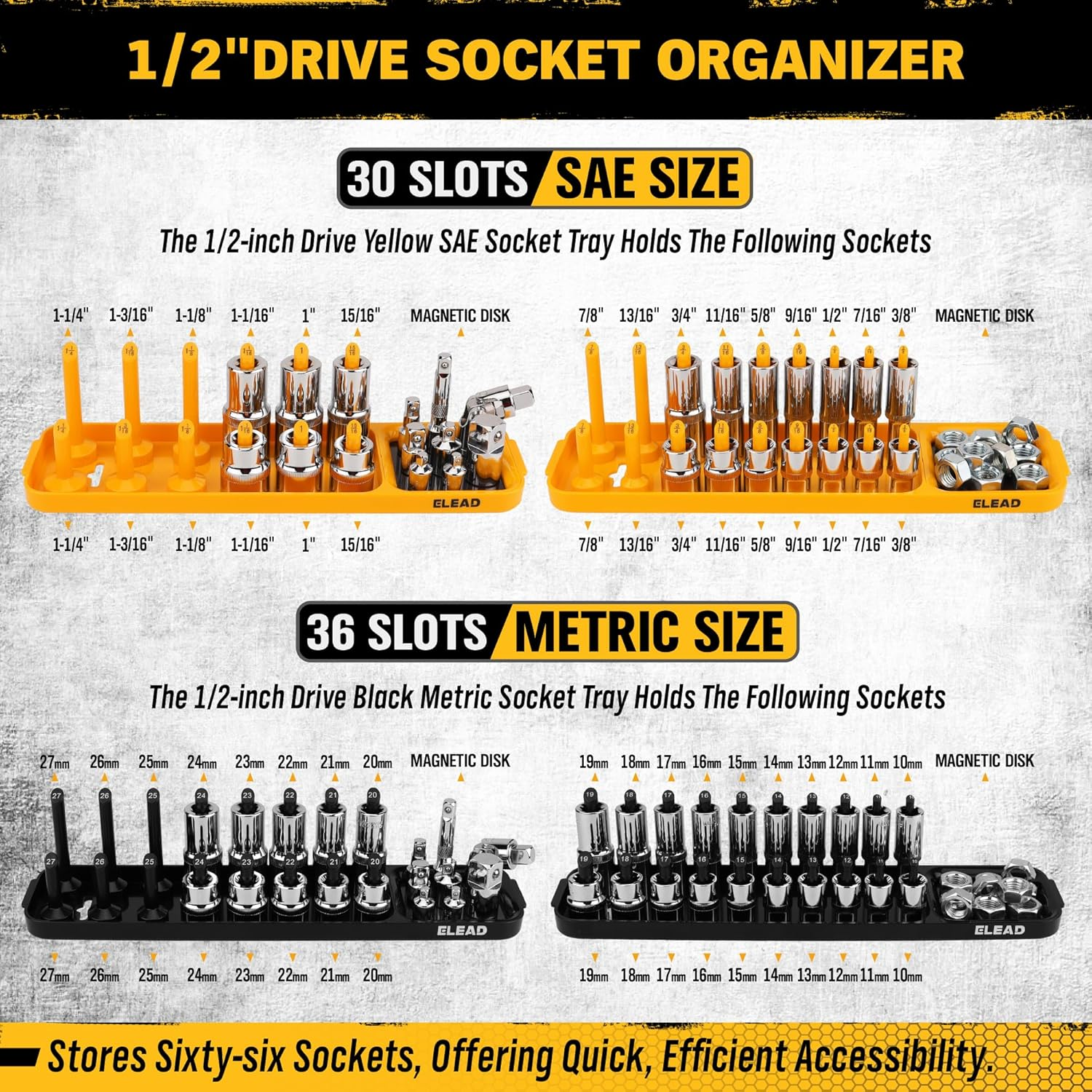 8-Piece Socket Organizer Tray Set | Metric & SAE | Durable ABS Resin | Holds 176 Standard & Deep Sockets | Ideal for Toolboxes Drawers and Mechanics image number 1