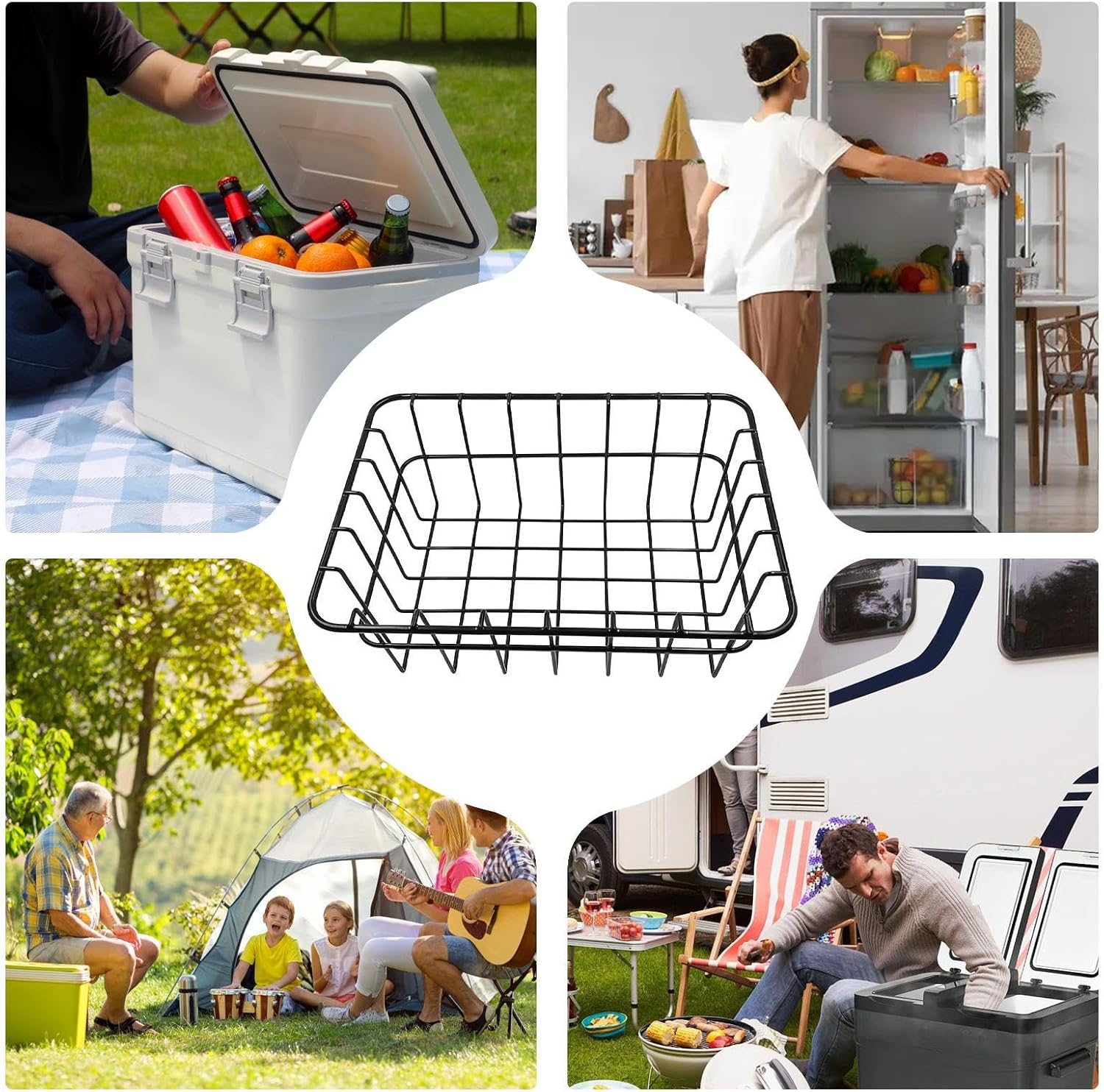 Freezer Baskets | Vertical Metal Container | Storage Baskets for Kitchen Pantry and Refrigerator | Vegetable Fruits Drinks Food Beer Picnic Outdoor Camping BBQ Kitchen image number 1