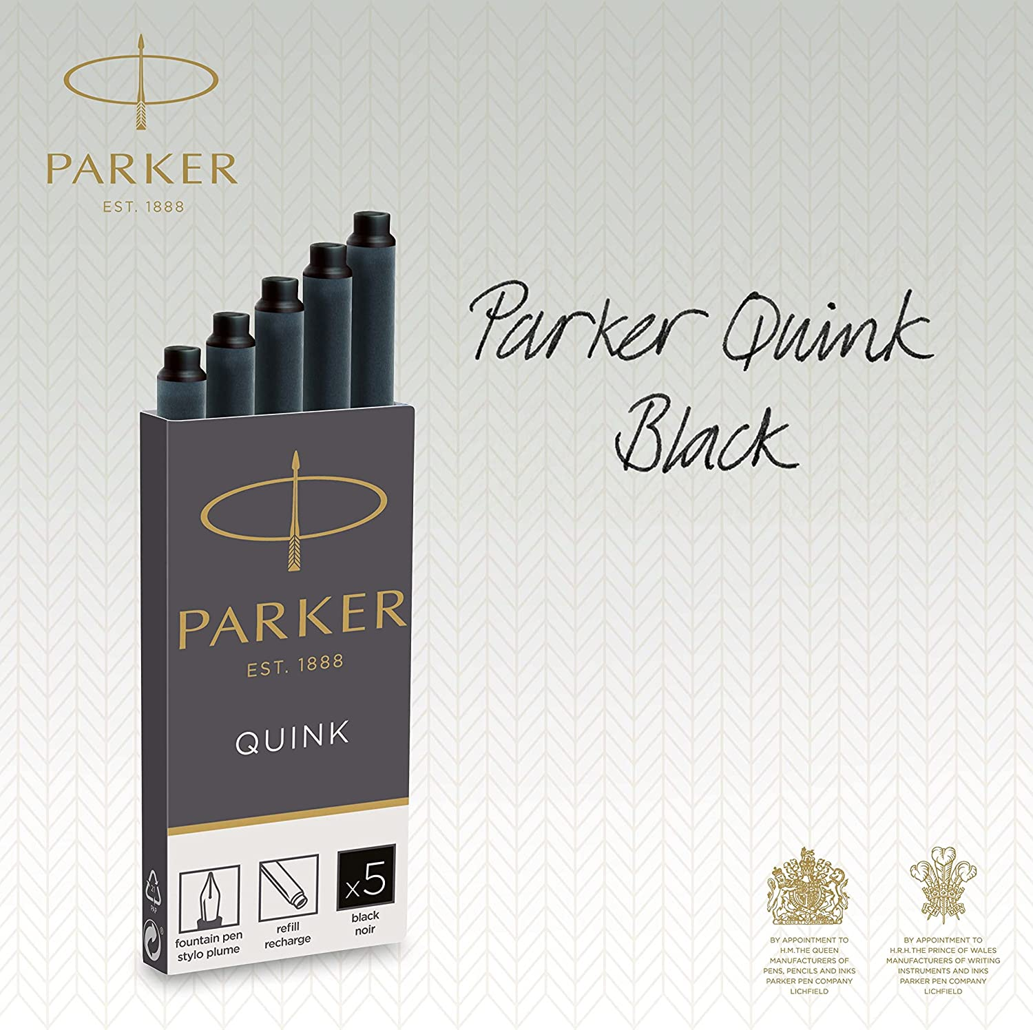 PARKER QUINK Long Fountain Pen Ink Refill Cartridges, Black, 5 Count (Pack of 2) image number 6